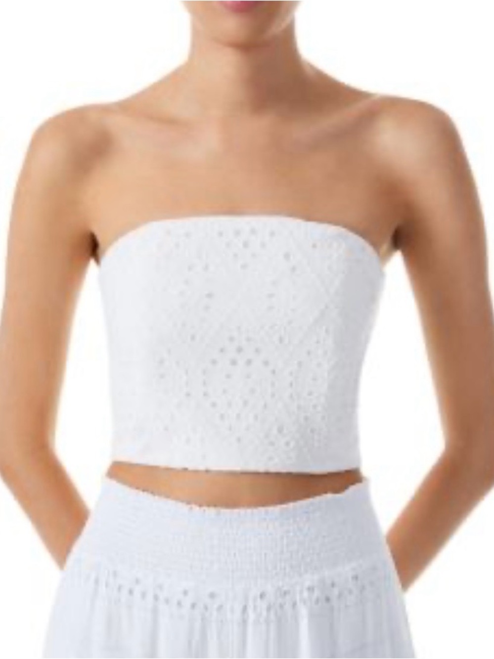 Brand new Alice + Olivia White Lace Strapless Smocked Crop Top